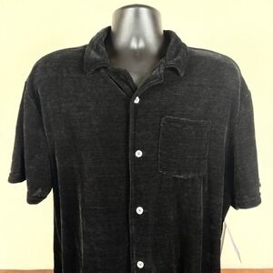 Massive Luxury Edition Chenille SS Button Down Casual Shirt Men's XL‎ Black Nwt